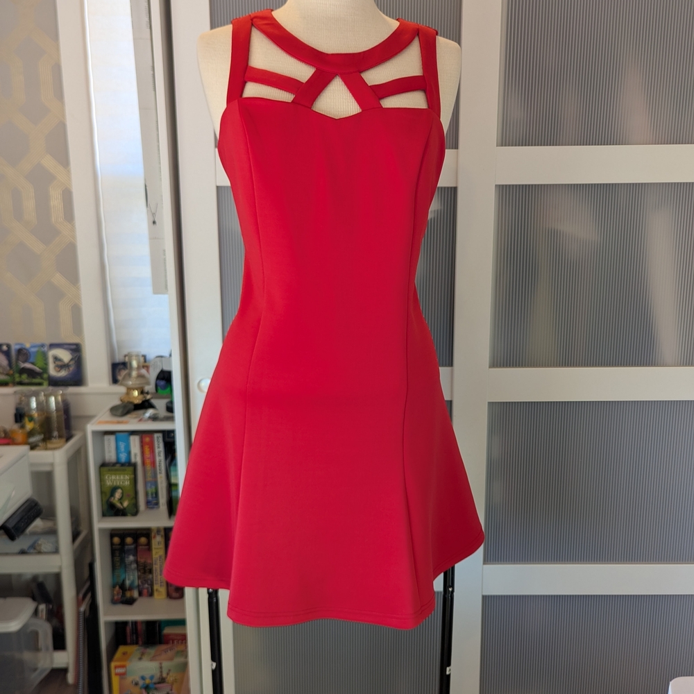 Suzy Shier Red Cutout Mini Dress